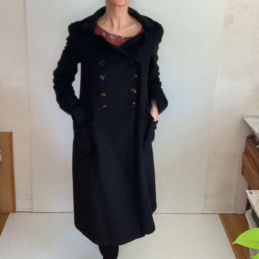 Phi Long Black Wool Coat with Pockets🌹